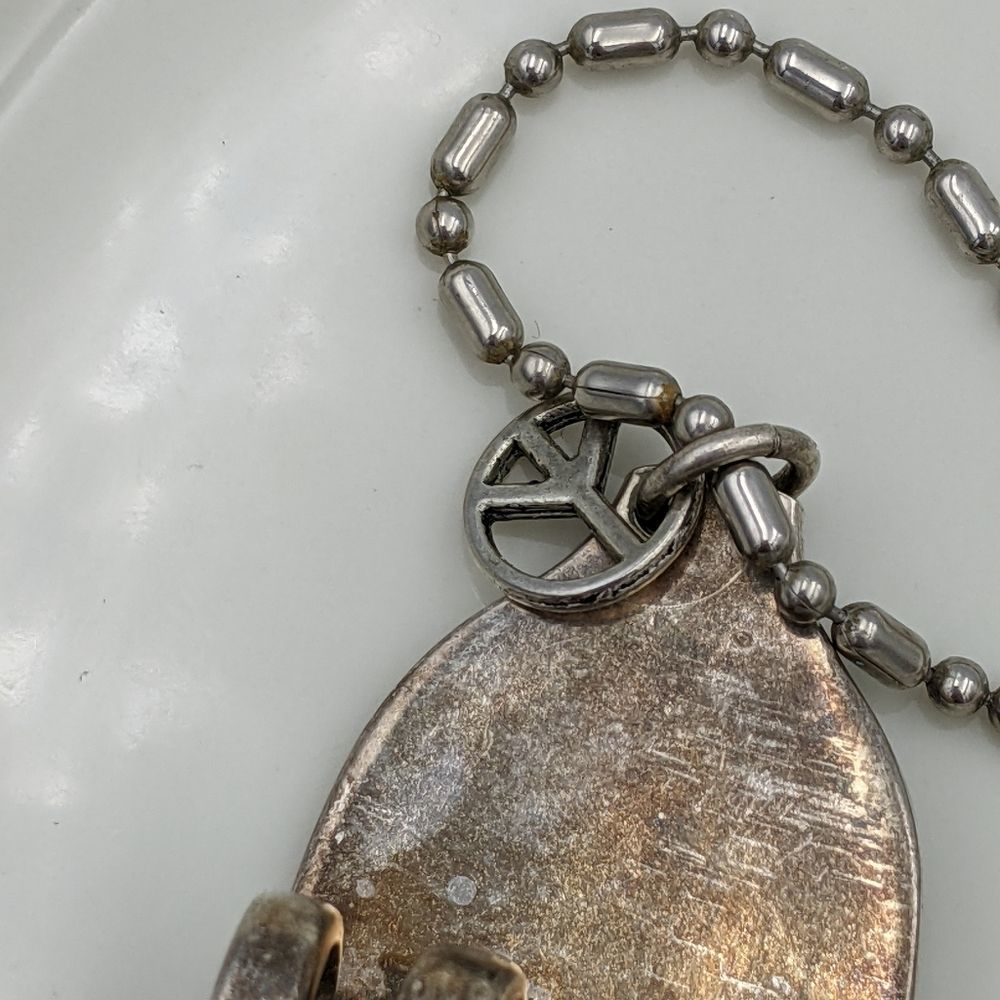 Peace Sign Silver Plate Fork Artisan Necklace - Picture 10 of 11